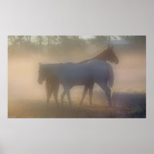 Cavalos na Névoa da Manhã