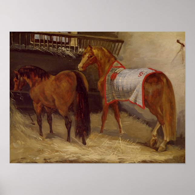 Pôster Cavalos nos estábulos (Frente)