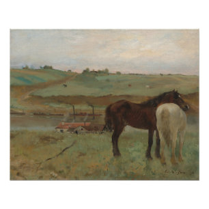 Pôster Cavalos num Prado, Pintura a Petróleo, Edgar Degas