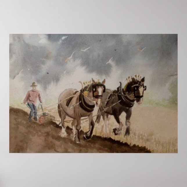 Pôster Cavalos Pesados Arando sob um Céu Pesado (Frente)