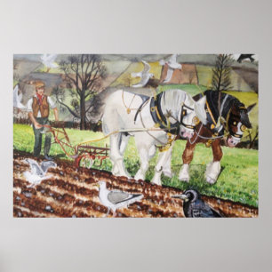 Poster Cavalos Pesados Voando Em Março