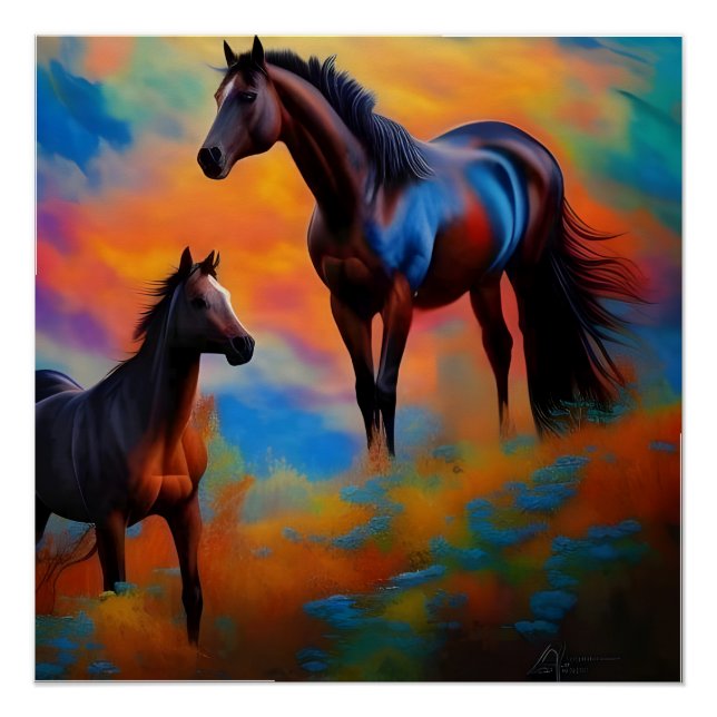 Pôster cavalos selvagens (Frente)