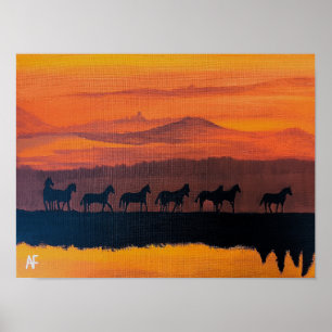 Poster Cavalos Selvagens de Montana Pintura de Alfred Fox