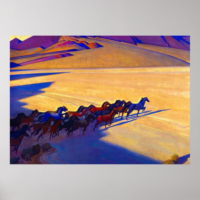 Poster Cavalos Selvagens de Nevada, 1927 por Maynard Dixo (Frente)