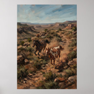 Pôster Cavalos Selvagens do Deserto Canyon