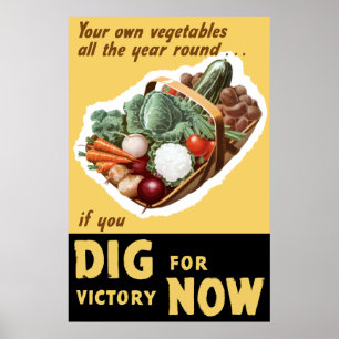 Poster Cavar para a Vitória Agora -- 2ª Guerra Mundial