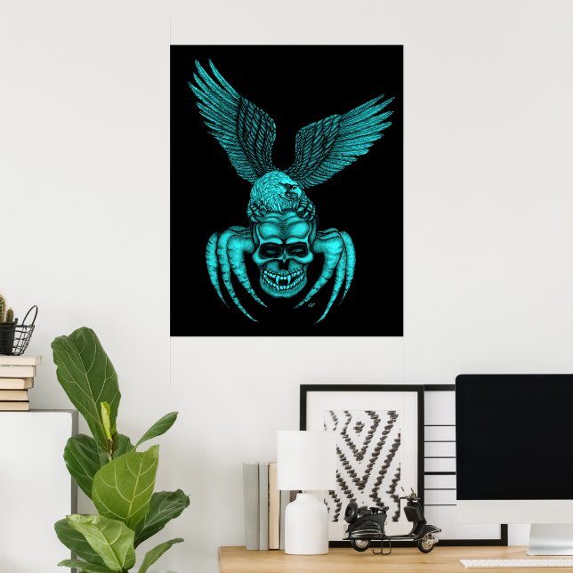 Poster Caveira-aranha com águia (Escritório em casa)