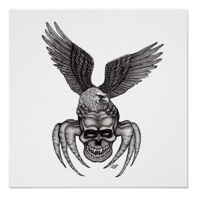 Pôster Caveira-aranha com águia (Frente)