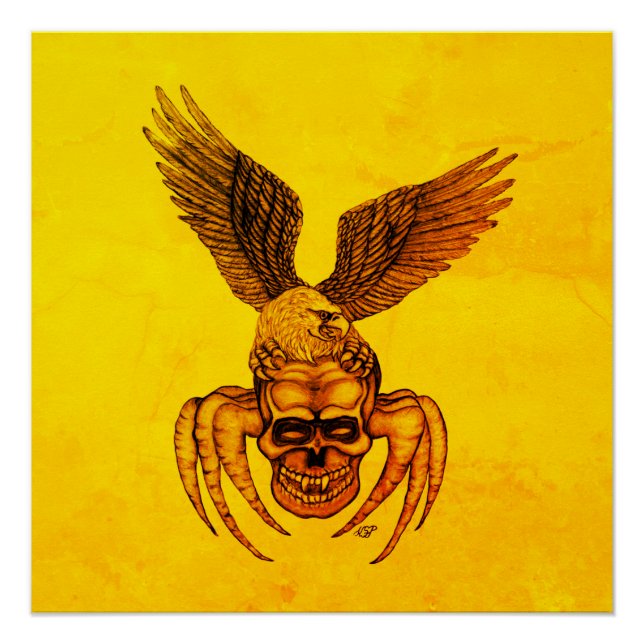 Pôster Caveira-aranha com águia (Frente)