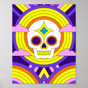 Poster Caveira Arco-Íris Psicodélico