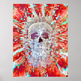 Poster Caveira Colorida Arte Pop Psicodélica Arte Surreal