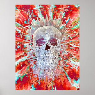 Poster Caveira Colorida Arte Pop Psicodélica Arte Surreal