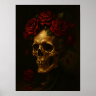 Poster Caveira com Rosas vermelhas