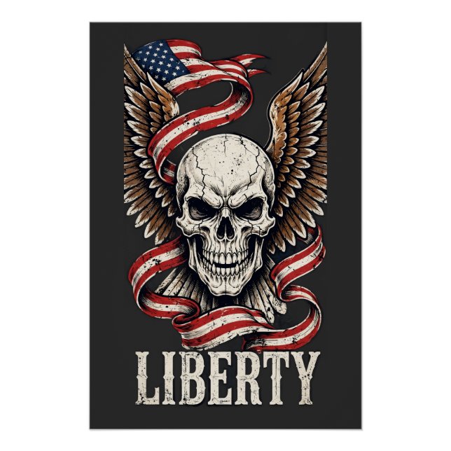 Pôster Caveira da Liberdade e Águia (Frente)