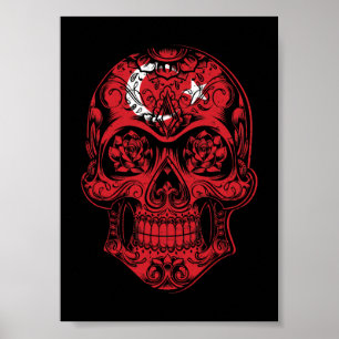Poster Caveira Da Turquia E Bandeira Rosa