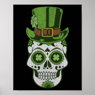 Poster Caveira de Açúcar Dia de São Patrício Trevo da Sor