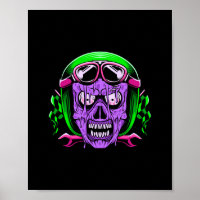 Caveira de Zumbi Montado em Neon Derretido
