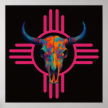 Caveira do Sol do Novo México Rosa