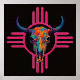 Poster Caveira do Sol do Novo México Rosa