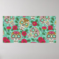 Caveira e Flores. Um Fundo Ininterrupto. da mexica