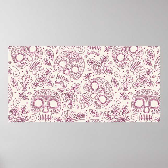 Poster Caveira e Flores. Um Fundo Ininterrupto. da mexica (Frente)