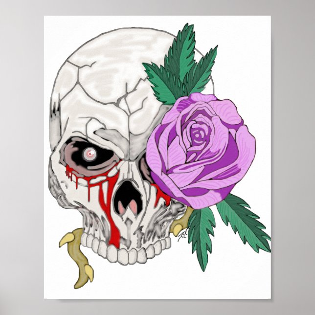 Poster Caveira e Rosa (Frente)