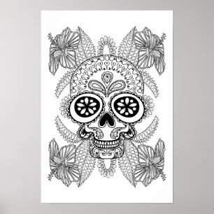 Pôster Caveira Inspirada em Flores 2