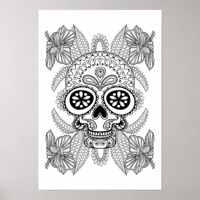 Pôster Caveira Inspirada em Flores 2 (Frente)