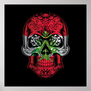 Poster Caveira Libanesa E Bandeira Rosa