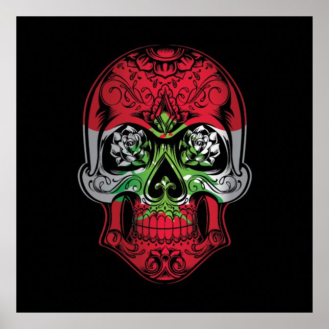 Poster Caveira Libanesa E Bandeira Rosa (Frente)