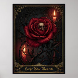 Poster Caveira Memento Mori Rosa Gótica Floral Sombrio Ca