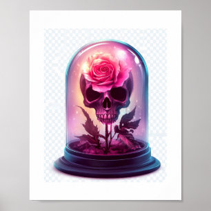 Poster Caveira no vidro Rosa