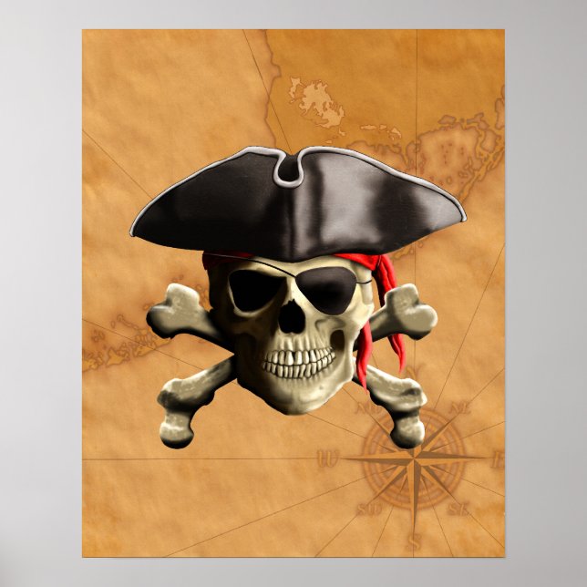 Poster Caveira Pirata (Frente)