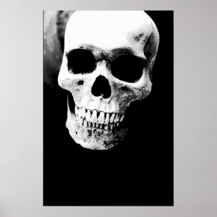 Poster Caveira Preto Branco Fantasia Metal Rock