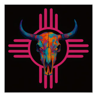 Pôster Caveira Rosa Sol do Novo México