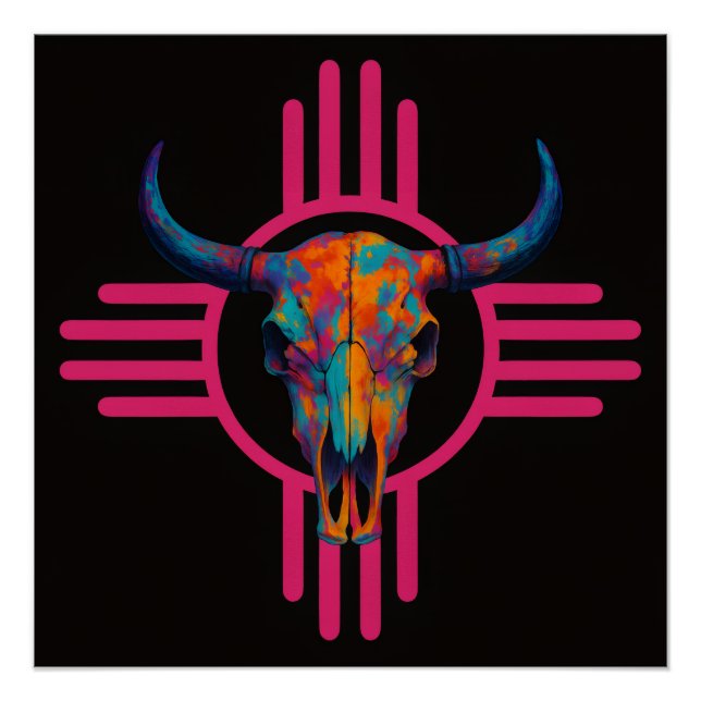 Pôster Caveira Rosa Sol do Novo México  (Frente)