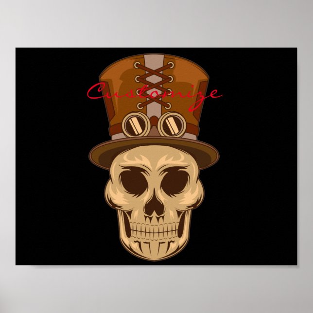 Poster Caveira Steampunk em Top Hat Thunder_Cove (Frente)