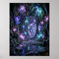 Caverna de Cristal Reluzente Arte de Fantasia
