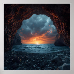 Poster Caverna do Mar do Sol - Arte de Muro Costeira Dram