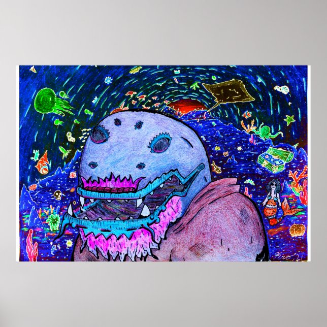 Poster Caverna do mar - Luz negra (Frente)