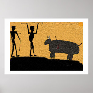 Pôster Caverna Pré-Histórica Desenho De Uma Caça