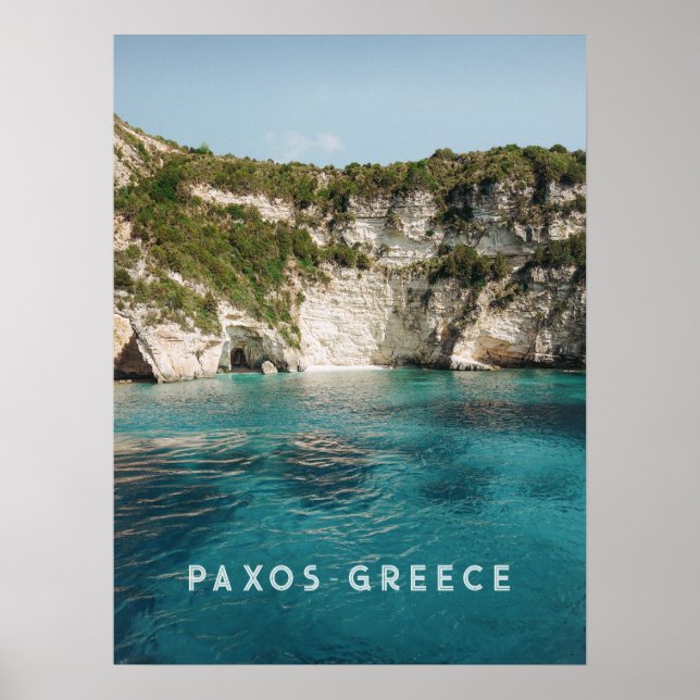Poster Cavernas Azuis de Paxos Mar turquesa, Grécia foto (Frente)