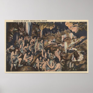 Pôster Cavernas de Oregon - homens das cavernas e