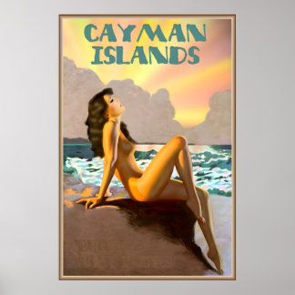 Poster Cayman Islands British West Indies Caribbean Beach