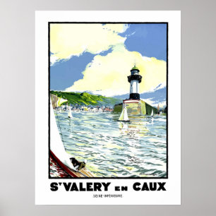 Poster Cayx do en do St. Valery, água, farol, barco de