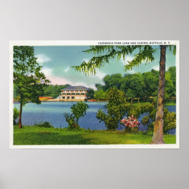 Poster Cazenovia Park View do lago e do casino (Frente)