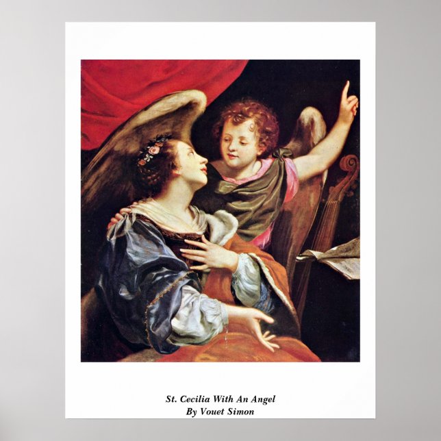 Poster Cecilia Com Um Anjo De Vouet Simon (Frente)