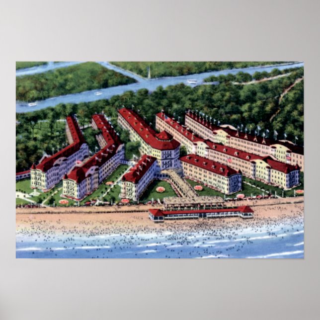 Pôster Cedar Point Ohio Hotel Breakers 1920 (Frente)