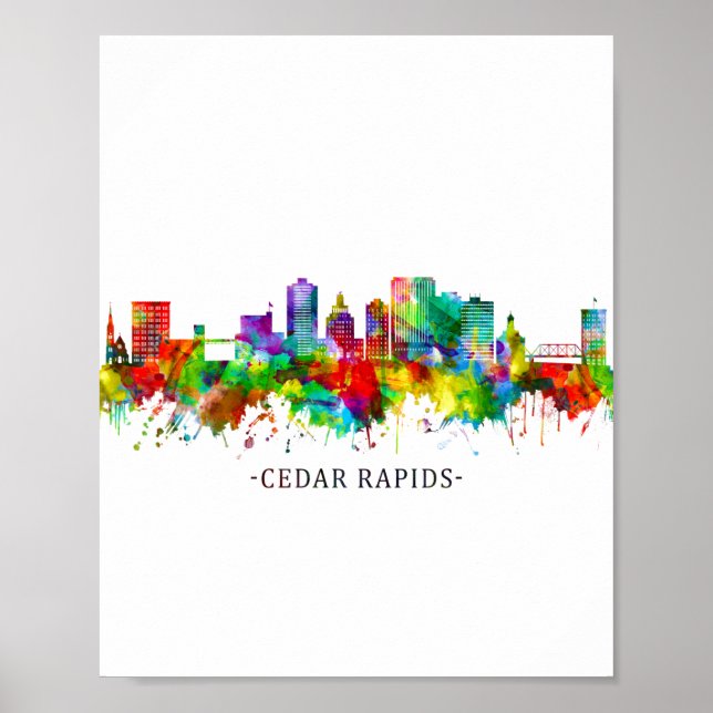 Poster Cedar Rapids Iowa Skyline (Frente)