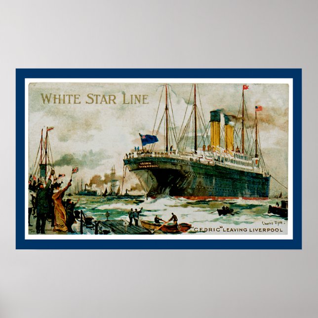 Poster Cedric da White Star Line deixando Liverpool (Frente)